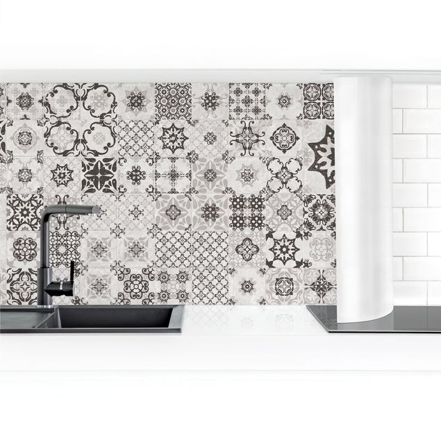 Küchenrückwand Muster Keramikfliesen Agadir grau