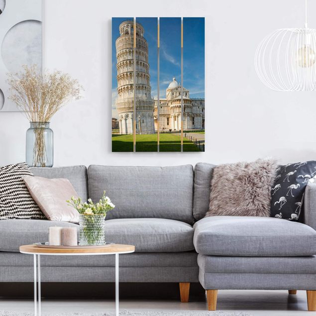 Holzbild Skyline Der schiefe Turm von Pisa
