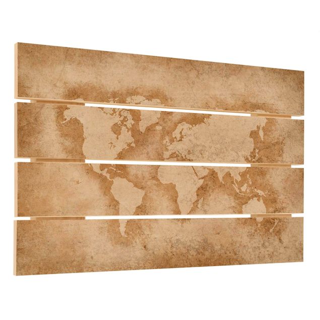 Holzbild - Antike Weltkarte - Querformat 2:3