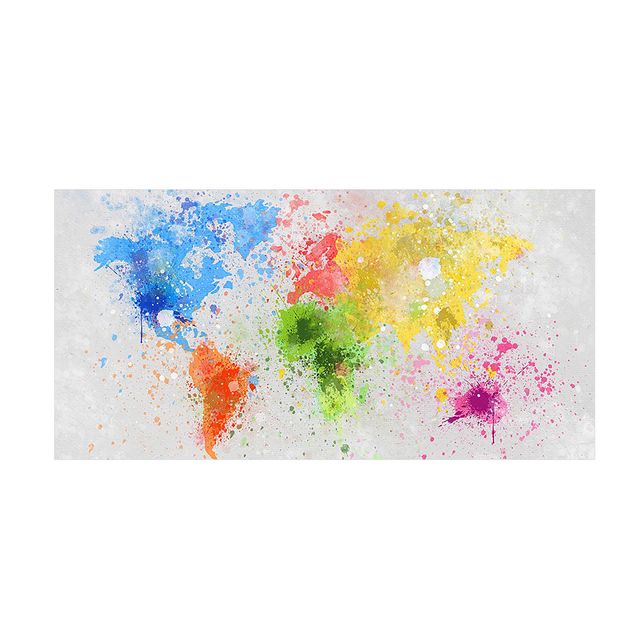 Teppich Weltkarte Bunte Farbspritzer Weltkarte