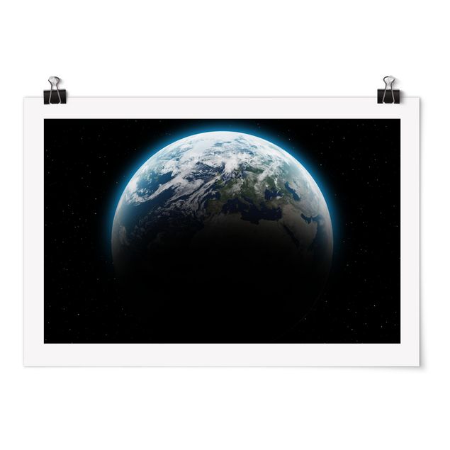 Poster - Illuminated Planet Earth - Querformat 2:3