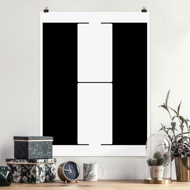 Wandposter Schwarz-Weiß Antiqua Letter H