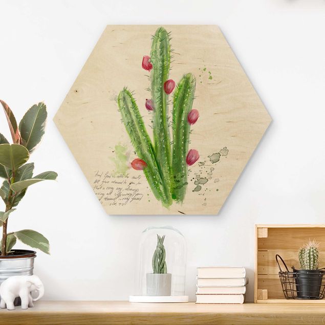 Holzbilder mit Blumen Kaktus mit Bibelvers II