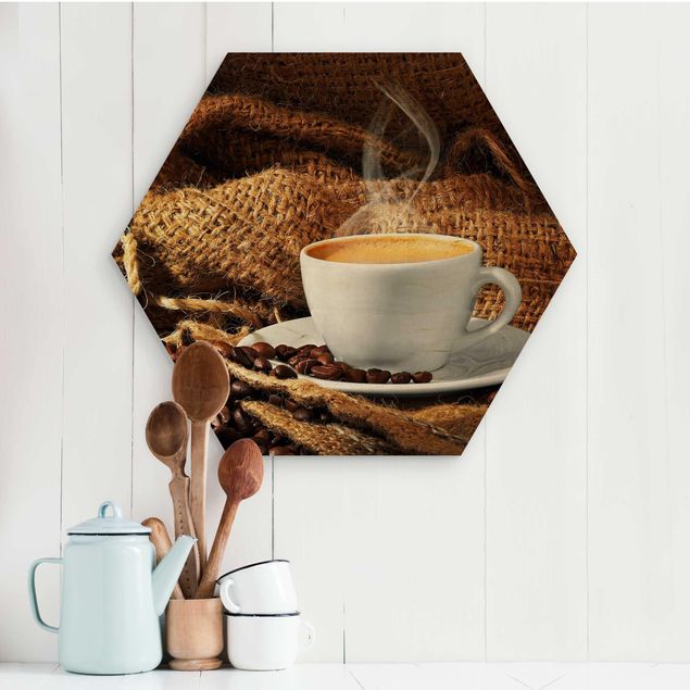Holzbilder modern Kaffee am Morgen