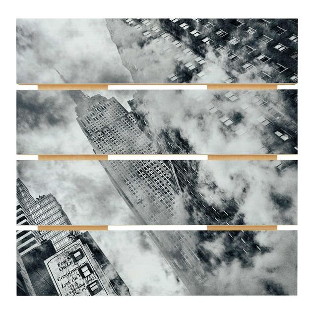 Holzbild - Fassade des Empire State Buildings - Quadrat 1:1