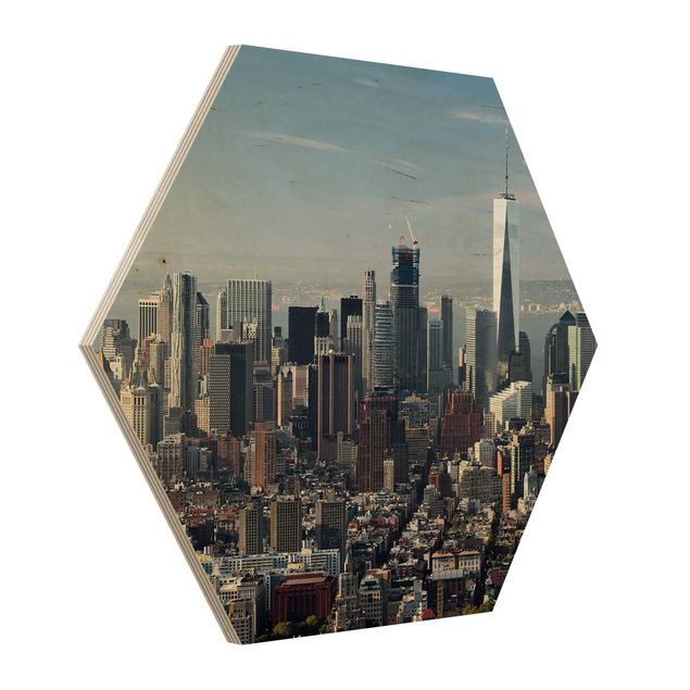 Hexagon Bild Holz - Blick vom Empire State Building