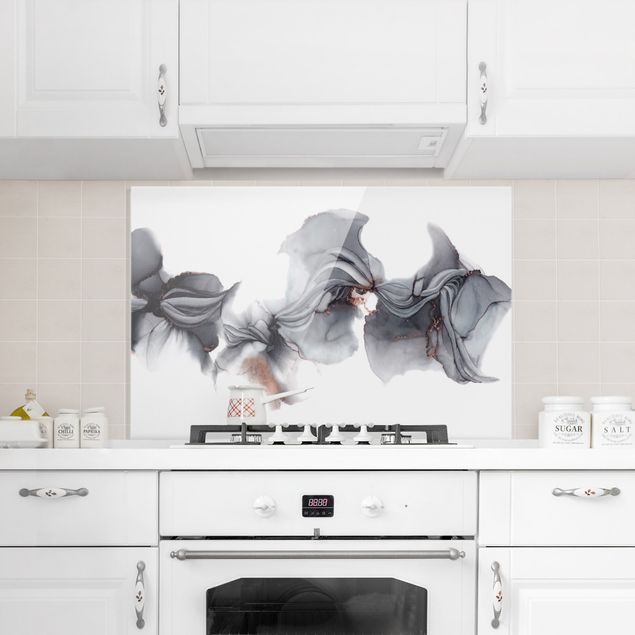 Muster Küchenrückwand Glas Schwarze Medusa mit Kupferglanz