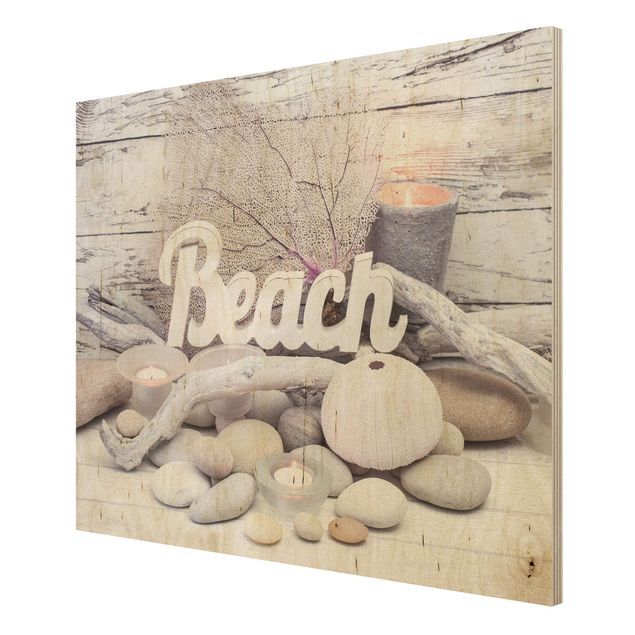 Holzbild mit Spruch Wellness Beach Dekoration