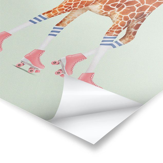 Poster bestellen Giraffe mit Rollschuhen