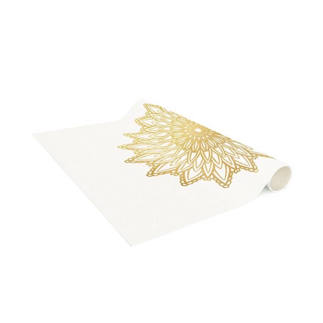 Moderner Teppich Mandala Sonne Illustration weiß gold
