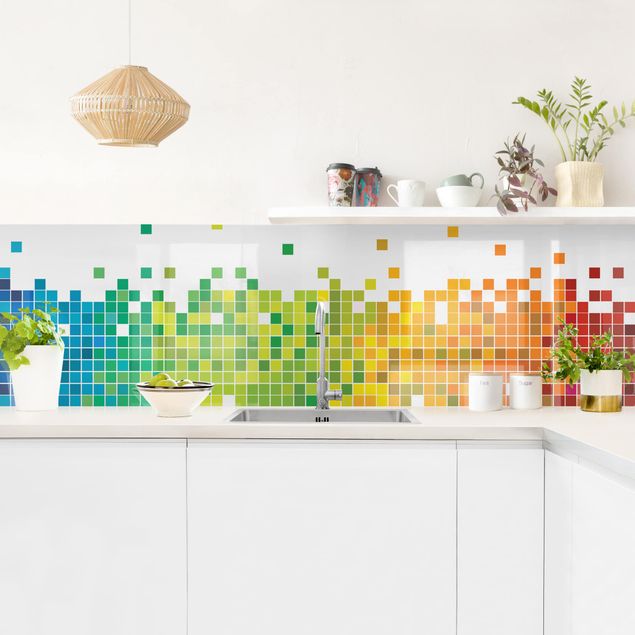 Küchenrückwand abstrakt Pixel-Regenbogen