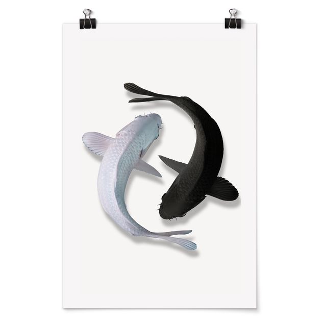Schwarz-Weiß Poster Fische Ying & Yang