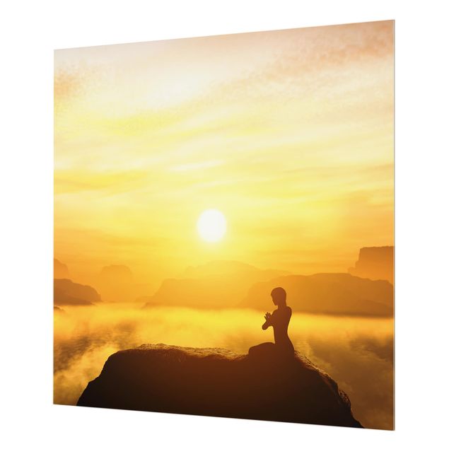 Glas Spritzschutz - Yoga Meditation - Quadrat - 1:1