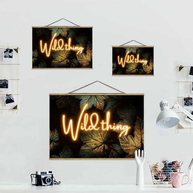 Stoffbild mit Posterleisten - Elisabeth Fredriksson - Wild Thing goldene Blätter - Querformat 3:2