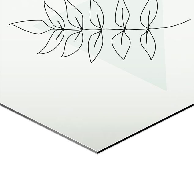Hexagon Bild Alu-Dibond 3-teilig - Zweig Geometrie Line Art Set