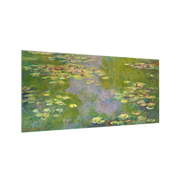 Küchenrückwand Glas Motiv Blumen Claude Monet - Grüne Seerosen