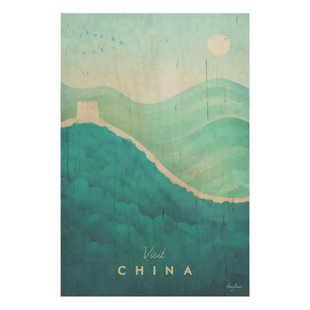 Moderne Holzbilder Reiseposter - China