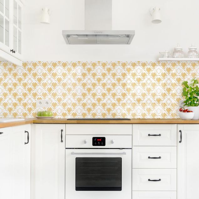 Küchenrückwand Muster Glitzeroptik mit Art Deco Muster in Gold
