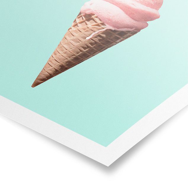 Poster Eis mit Flamingo