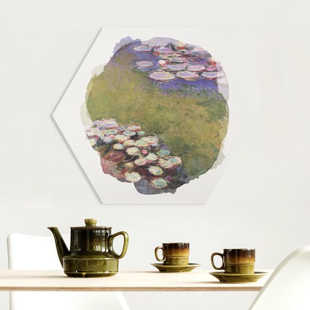 Foto auf Hartschaumplatte Wasserfarben - Claude Monet - Seerosen