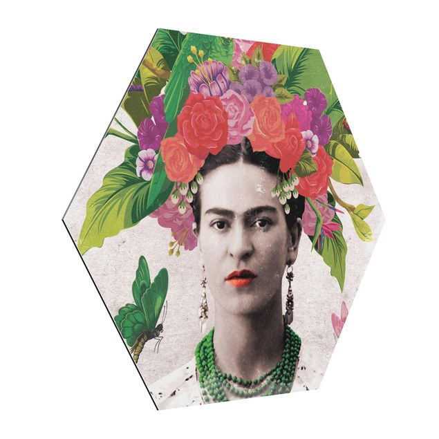 Alu Dibond Bilder Frida Kahlo - Blumenportrait