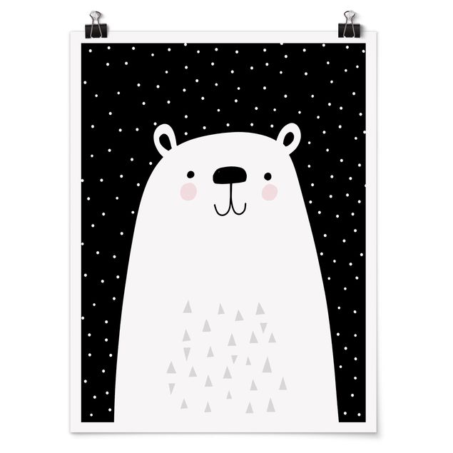Schwarz-Weiß Poster Tierpark mit Mustern - Eisbär