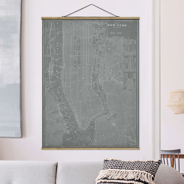 Wandbilder Vintage Stadtplan New York Manhattan