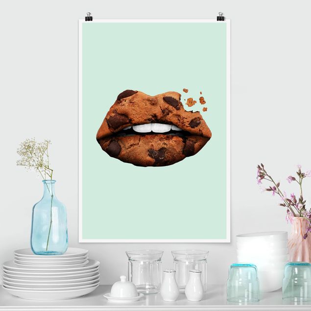 Kunstkopie Poster Lippen mit Keks