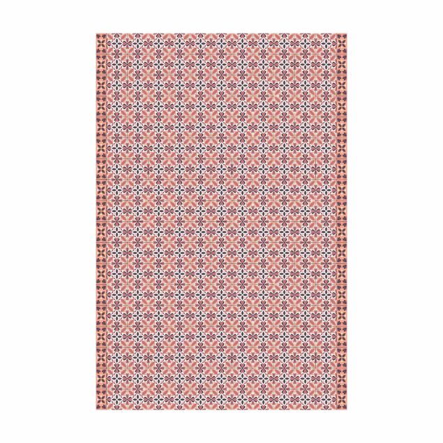 Teppich modern Geometrischer Fliesenmix Blüte Orange