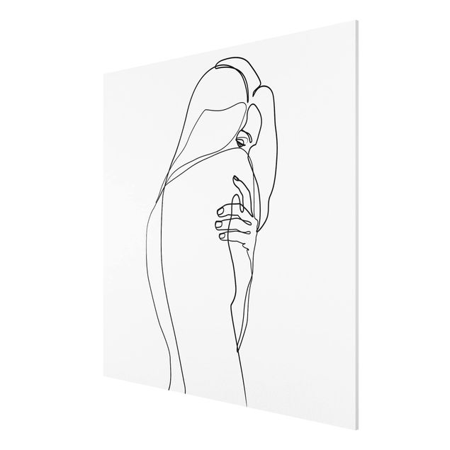 Forex Fine Art Print - Line Art Frauenakt Schulter Schwarz Weiß - Quadrat 1:1