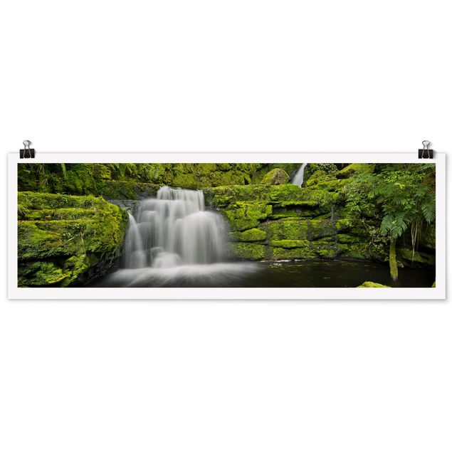 Poster - Lower McLean Falls in Neuseeland - Panorama Querformat