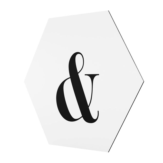 Hexagon Bild Alu-Dibond - Buchstabe Serif Weiß &