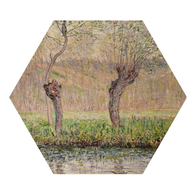 Holzbilder Claude Monet - Weidenbäume Frühling