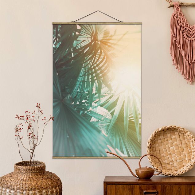 Wandbilder Tropische Pflanzen Palmen bei Sonnenuntergang