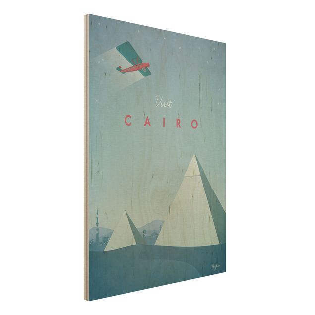 Wandbild Holz Vintage Reiseposter - Cairo