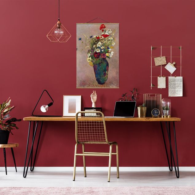 Stoffbilder zum Aufhängen Odilon Redon - Blumenvase mit Mohn
