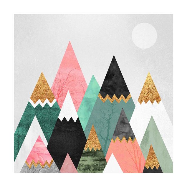 Moderne Teppiche Dreieckige Berge mit Goldspitzen