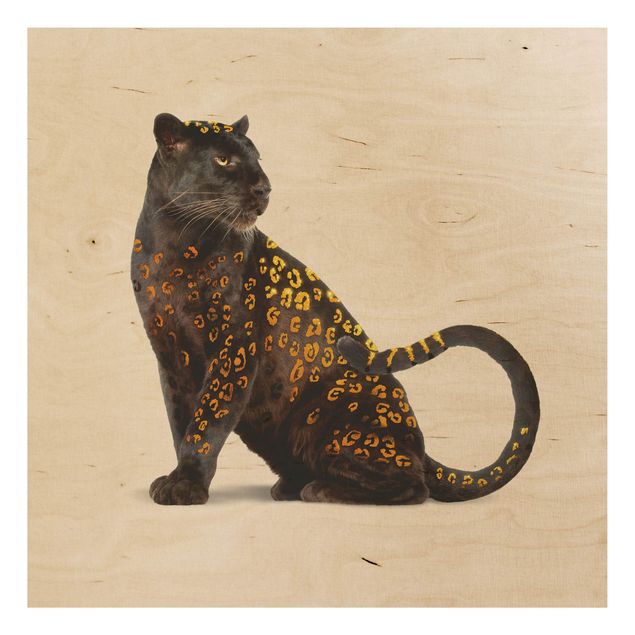 Holzbilder Goldener Panther
