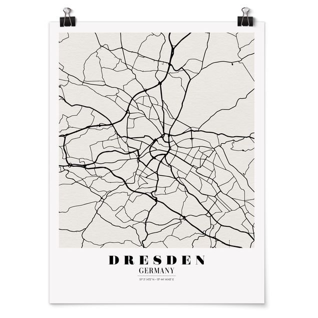 Wandbilder Stadtplan Dresden - Klassik