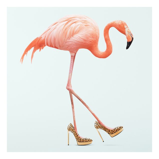 Foto auf Hartschaumplatte Flamingo mit High Heels