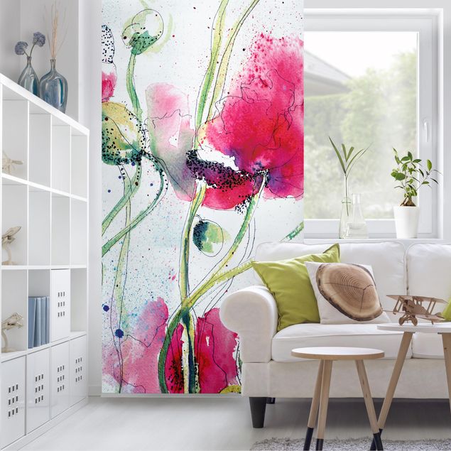 Raumteiler - Painted Poppies 250x120cm