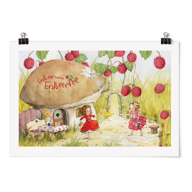 Poster - Erdbeerinchen Erdbeerfee - Unter dem Himbeerstrauch - Querformat 2:3