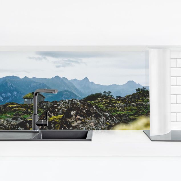 Küchenrückwand Folie selbstklebend Skyline Einsame Hütte in Norwegen