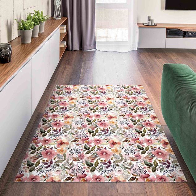 Teppiche Bunter Blumenmix mit Aquarell