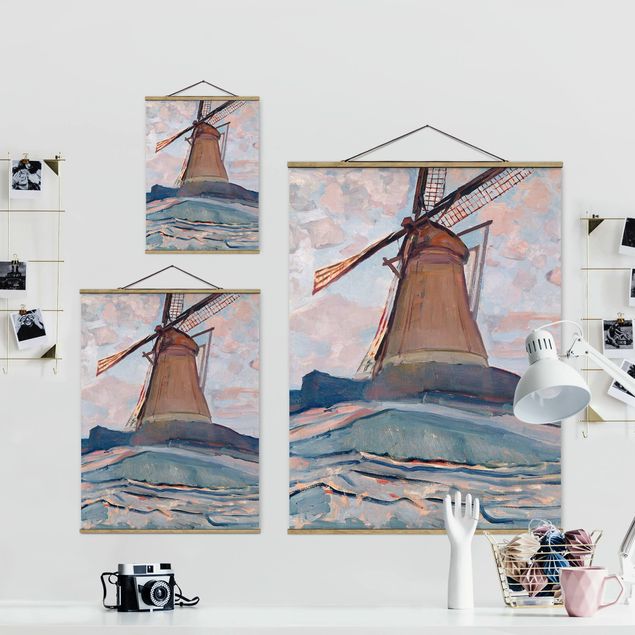 Stoffbilder zum Aufhängen Piet Mondrian - Windmühle