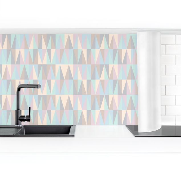 Küchenrückwände selbstklebend Dreiecke in Pastellfarben II