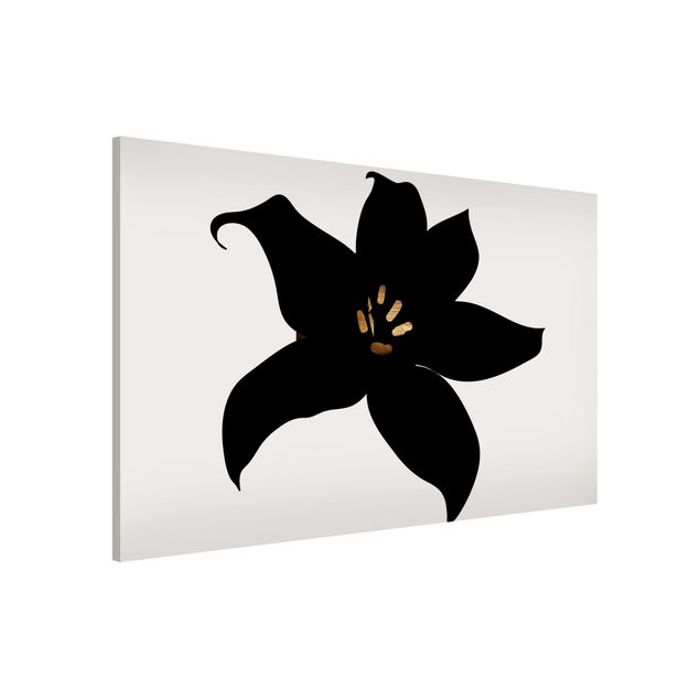 Magnettafel Büro Grafische Pflanzenwelt - Orchidee Schwarz und Gold