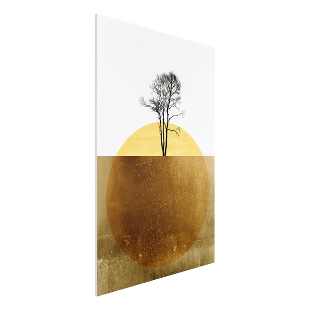 Bilder auf Hartschaumplatte Goldene Sonne mit Baum