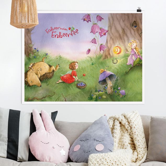 Poster Illustration Erdbeerinchen Erdbeerfee - Im Wald