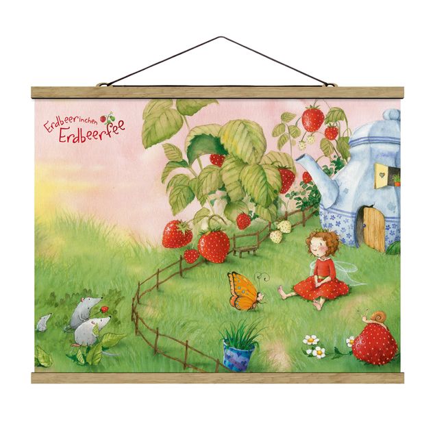 Stoffbilder mit Holzleisten Erdbeerinchen Erdbeerfee - Im Garten
